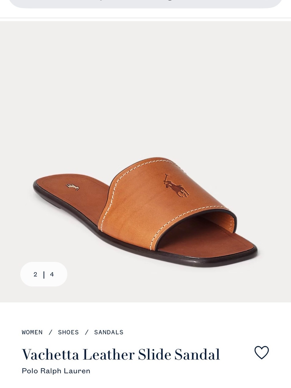 Polo Ralph Lauren Vachetta Leather Slide Sandal - 7B